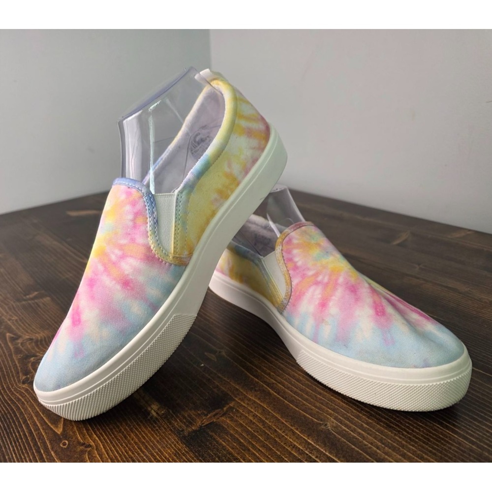 SKECHERS Women's Sneakers Size 9.5 White Pink Blue Hippy Hype Slip On Shoes‎